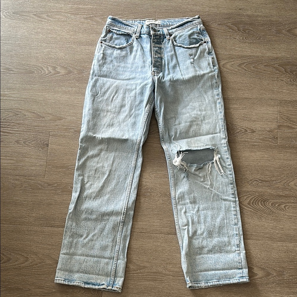 Abercrombie 90s Baggy Distressed Light Blue Jeans